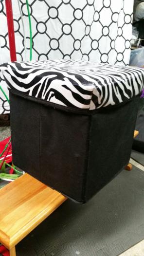 Zebra and black fold up storage seat