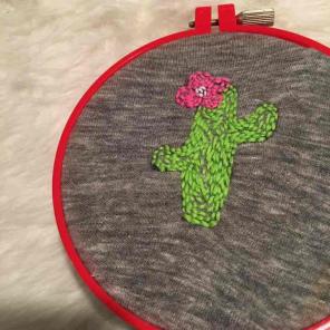 Small cactus hand embroidered hoop
