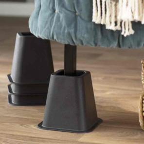 4 Black Bed Risers Square