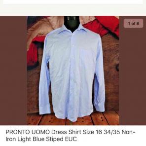 Pronto Uomo Blue Dress Shirt 16 34/35