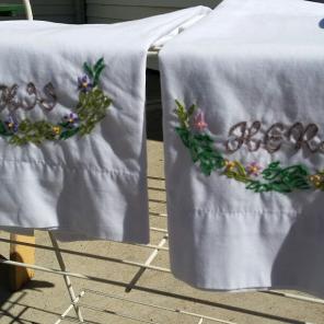 1950s His & Hers Embroidered Pillowcases