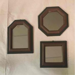 Set of 3 Mirrors, Brown/Dk. Green Frames