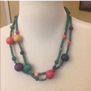 Vintage Wooden Bead Double Necklace