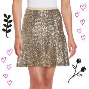 NWT CeCe Gold Sequin Circle Skirt Sz 10