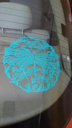 Dragonfly Car Decal - Flowers - Dragonfl