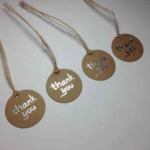 Kraft silver thank you tags