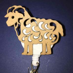 Wooden Sheep ID Badge Holder Nurse RN MD