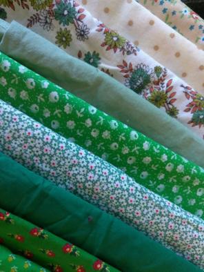 Groovy Green Fabric LOT 3yd Vintage