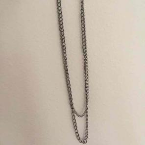 Long silver layered chain necklace