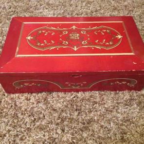Vintage red musical jewelry box