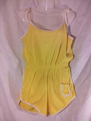 70s Wild Cherry Yellow TerryCloth Romper