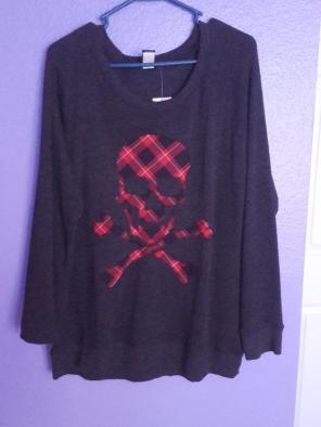 Red plaid Skull sweater