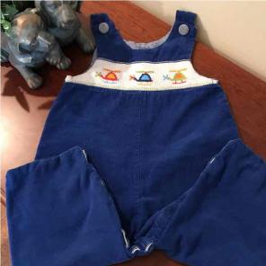 Corduroy long-all w Helicopter Smocking