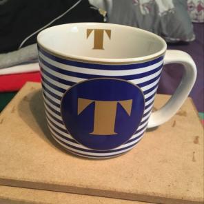 "T" Blue Striped Mug