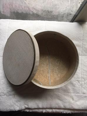 Vintage Cream Faux Snakeskin Hatbox