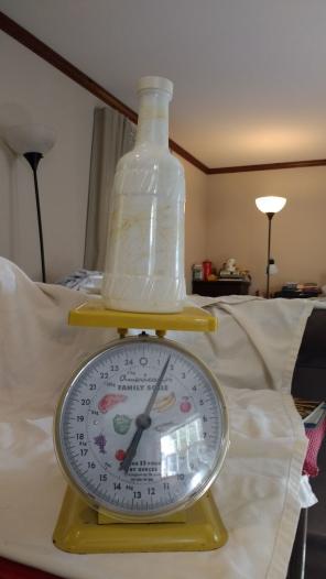 Hazel Atlas milk glass bottle