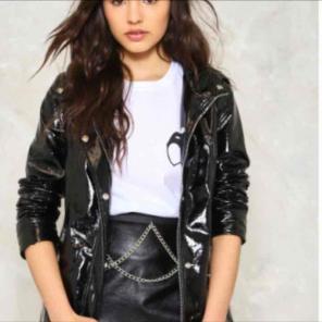 Nasty Gal black vinyl raincoat