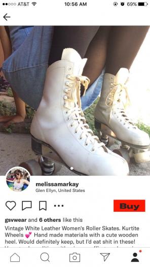 Vintage White Leather Roller Skates