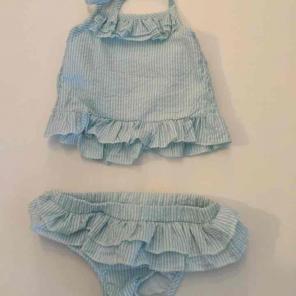Aqua blue seersucker swimsuit