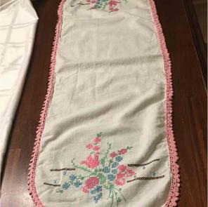 Homemade cross stitch table runner