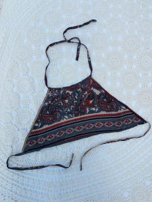 Vintage 70s Hippie Boho Halter Top M