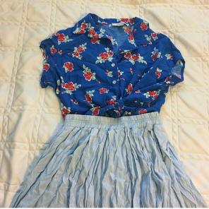 Blue Knotted Crop Top
