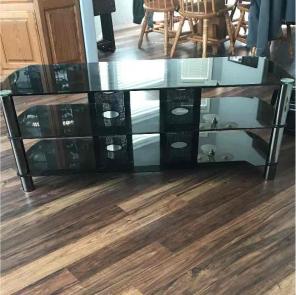 Black glass entertainment center