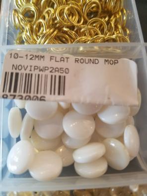 White Flat round beads