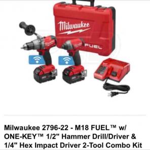 Milwaukee Cordless drill/Impact kit