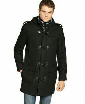 Mens Black Toggle Coat Guess Small
