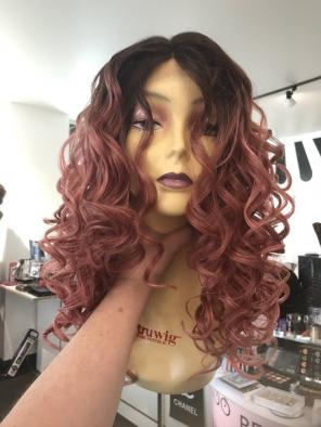 Wig Pink Ombré Human Blend Breast Cancer
