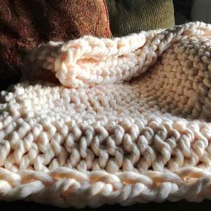 Hand-knit super soft throw blanket