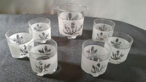 7 pc. Bar set frosted glass and gold