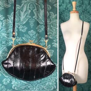 Vintage Eel Skin Black Lee Sands Clutch