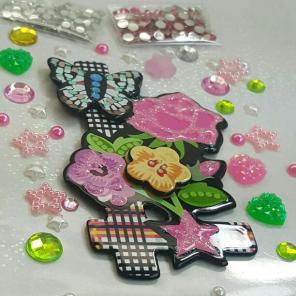 Pretty flower deco/embellishment set