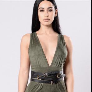 Fashion Nova Black/Gold Belt Stretch