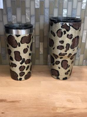 Glitter Leopard Print Tumler