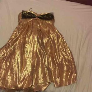 flowy gold bow dress