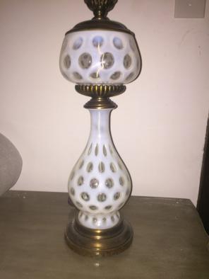 Fenton Lamp - White Coin Dot