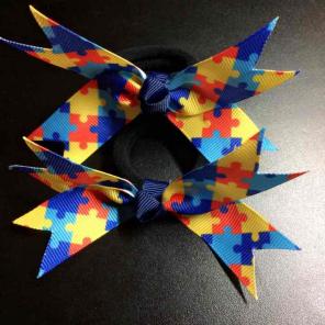 Autism awareness hair bow