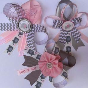 Girl Elephant Baby Shower Guestpins
