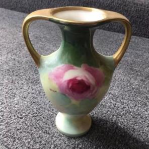 Vintage Vienna Floral Vase With Gold