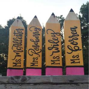 Teacher pencil block sign
