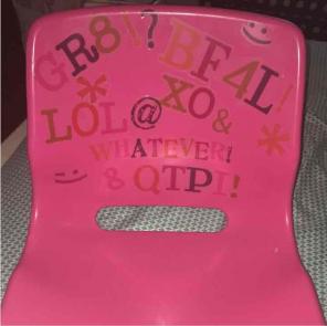 Plastic Pink Customize "Text Talk" Chair