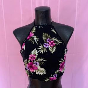 Black Flowered Halter Top