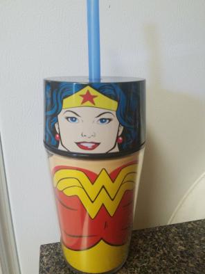 Wonder woman cup with straw