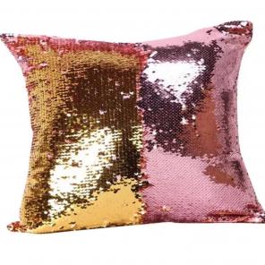 Gold & Pink Mermaid Sequin Throw Pillow