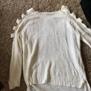 Light White Sweater With Cut Shoulders