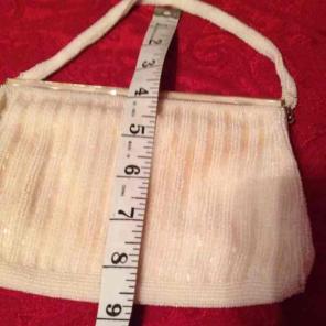 Antique white beaded evening bag. M.O.P