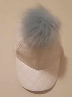 White and blue hat